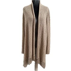 Additions by Chico’s Tan Textured Open-Front Cardigan with Fringe – NWT